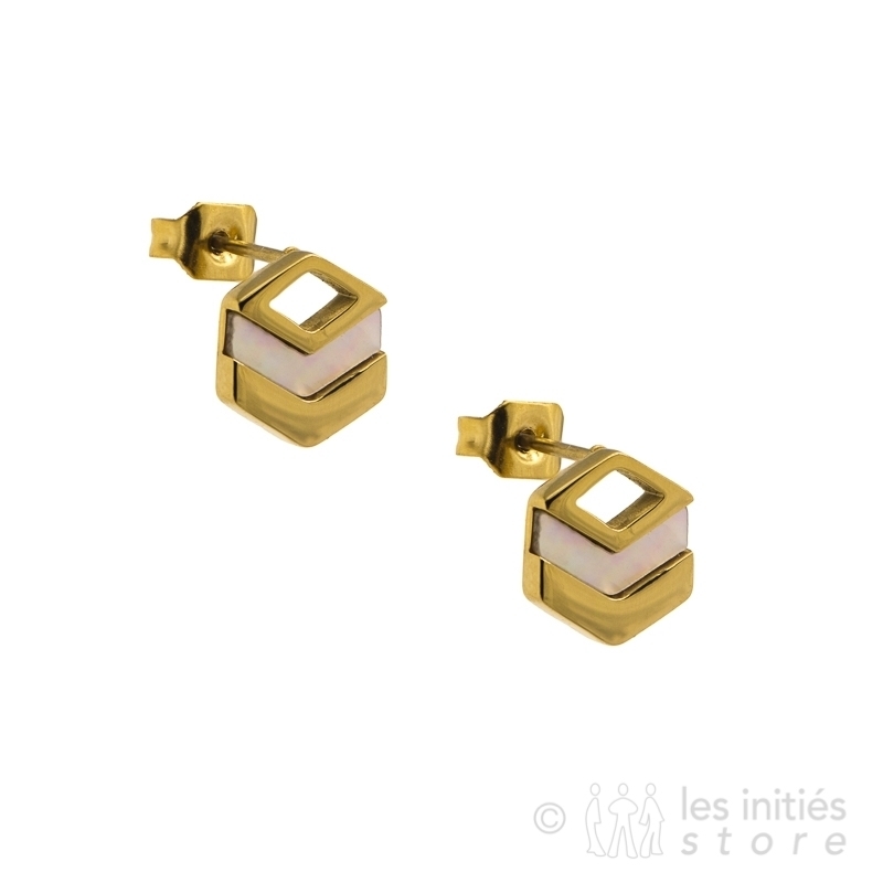 square earrings gold