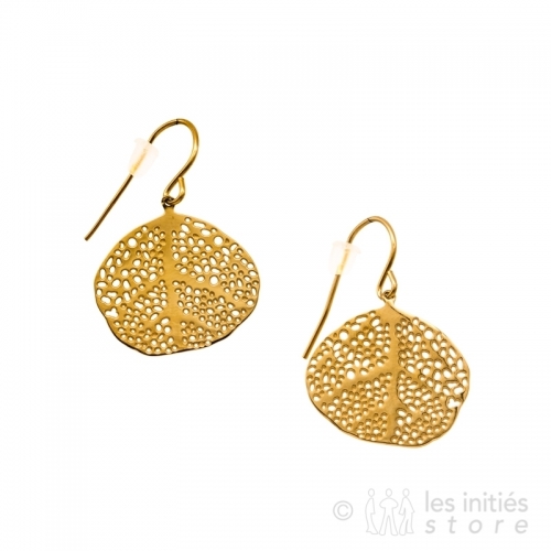 exotic leaf earrings gold