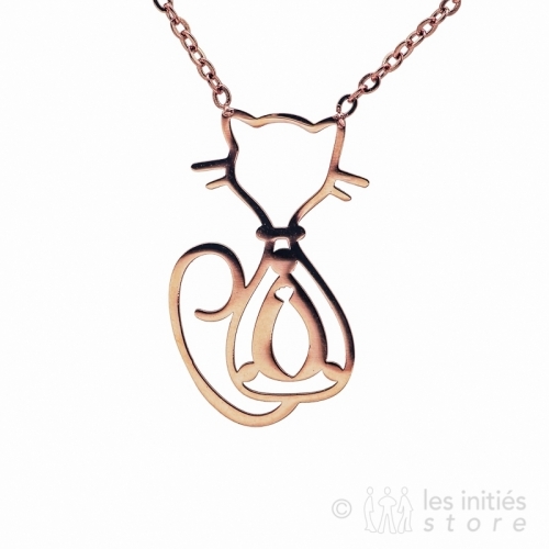 rose gold cat necklace
