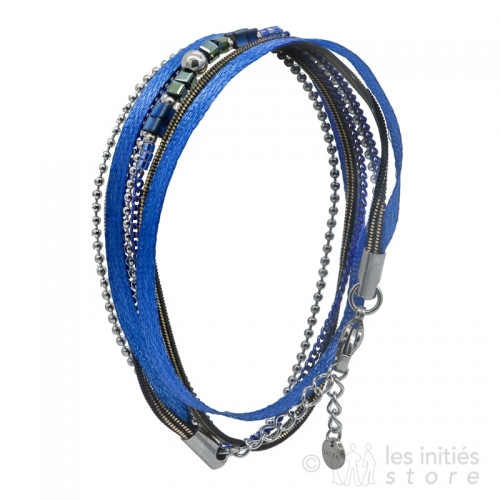bracelet plusieurs rangs bleu