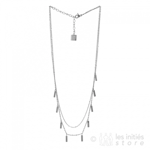 double chain necklace silver