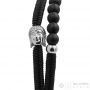 silver buddha head and black beads bracelet