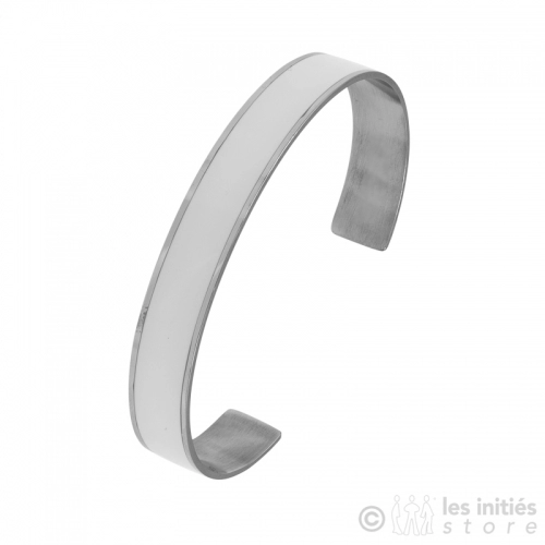 bracelet acier émaillé blanc