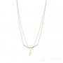 teal beads and feather necklace gold