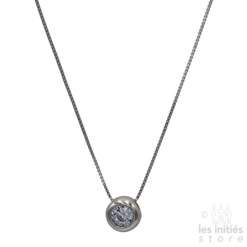 rhinestones-set bead silver necklace