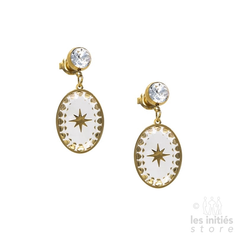 white crystal stars earrings