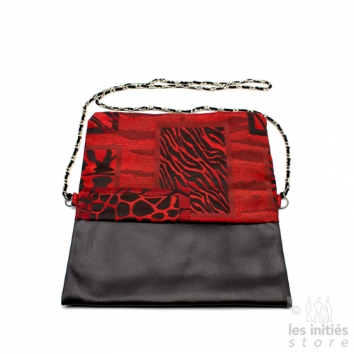 Black red clutch bag