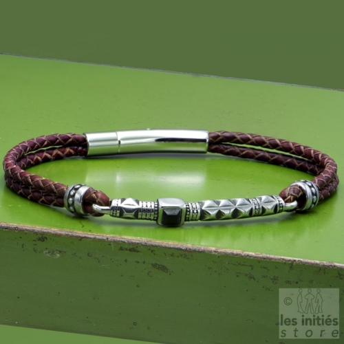 Antique style and leather bracelet