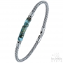 Bracelet câble tressé pierre turquoise - Acier
