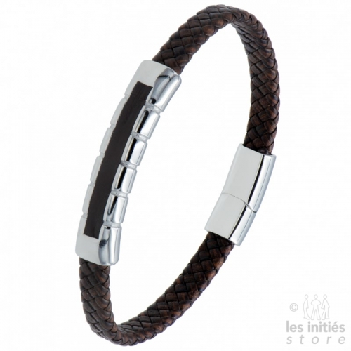 Brown steel inlaid men bracelet