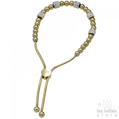 Bracelet perles strass doré