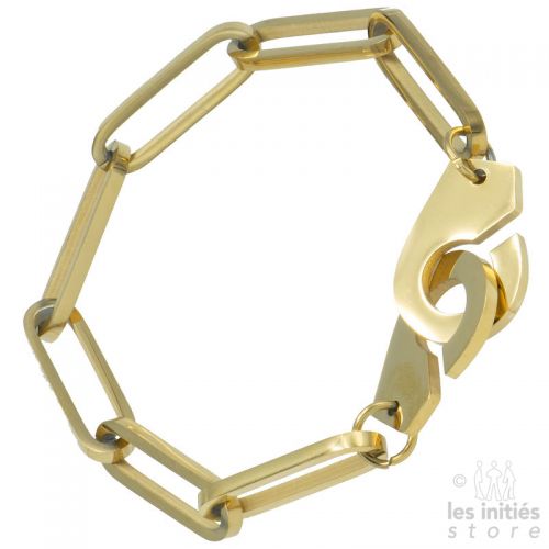 Big links handcuffs bracelet gold plated