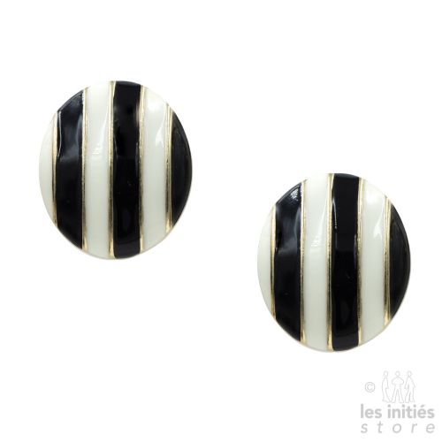 earrings black and white round