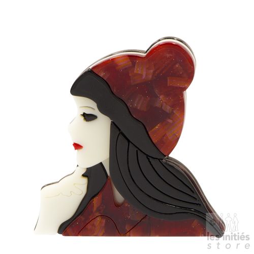 Girl with red hat brooch